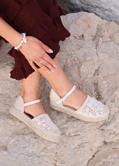 Linzi Adelina Beige Woven Two Part Espadrille Sandal