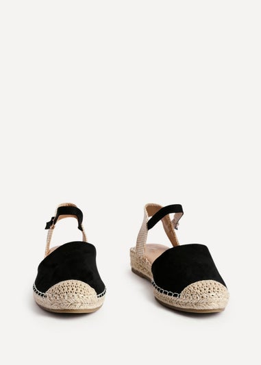 Linzi Neroli Black Suede Closed Toe Espadrille Flatform Sandal