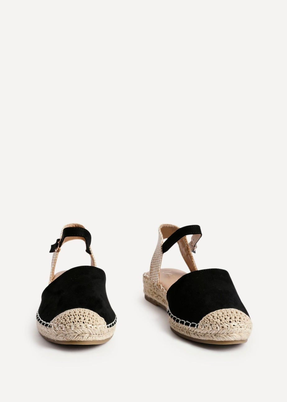 Linzi Neroli Black Suede Closed Toe Espadrille Flatform Sandal