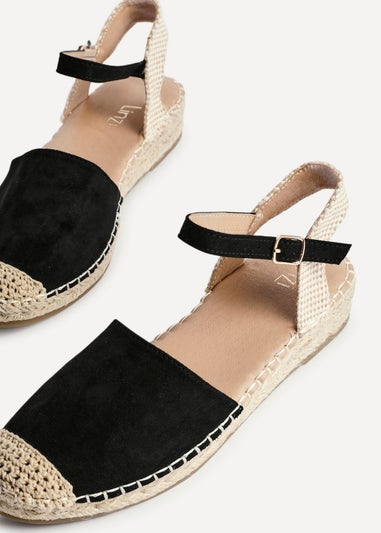 Linzi Neroli Black Suede Closed Toe Espadrille Flatform Sandal