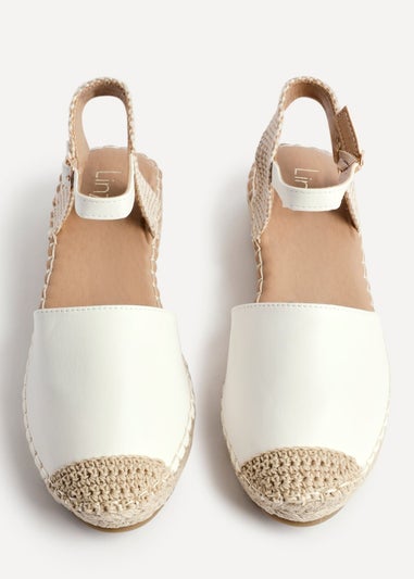 Linzi Neroli White Faux Leather Closed Toe Espadrille Flatform Sandal