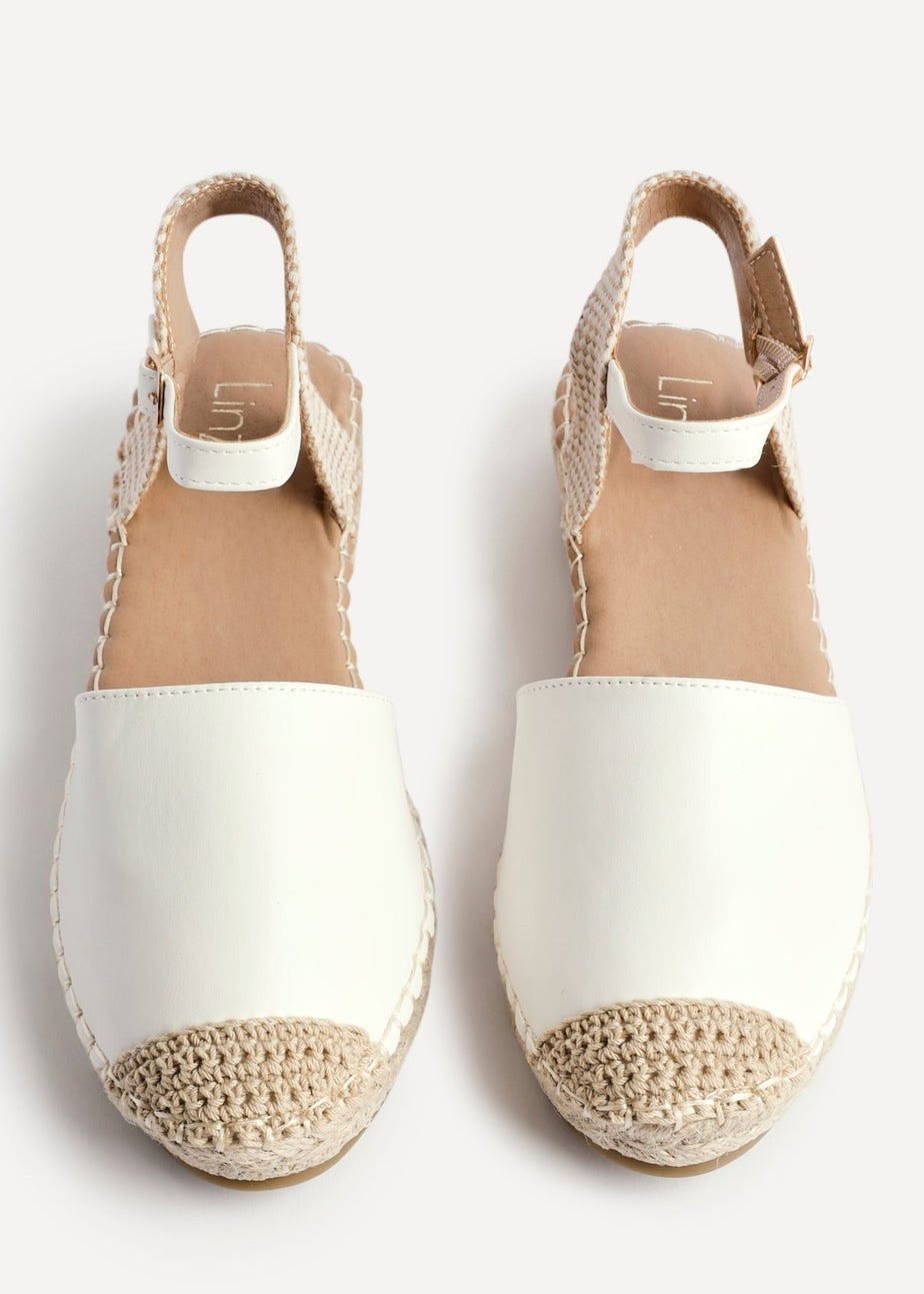 Linzi Neroli White Faux Leather Closed Toe Espadrille Flatform Sandal