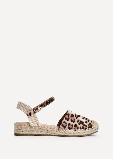 Linzi Neroli Leopard Print Closed Toe Espadrille Flatform Sandal