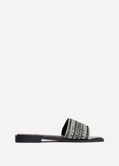 Linzi Fernanda Black Embellished Slip On Sandals