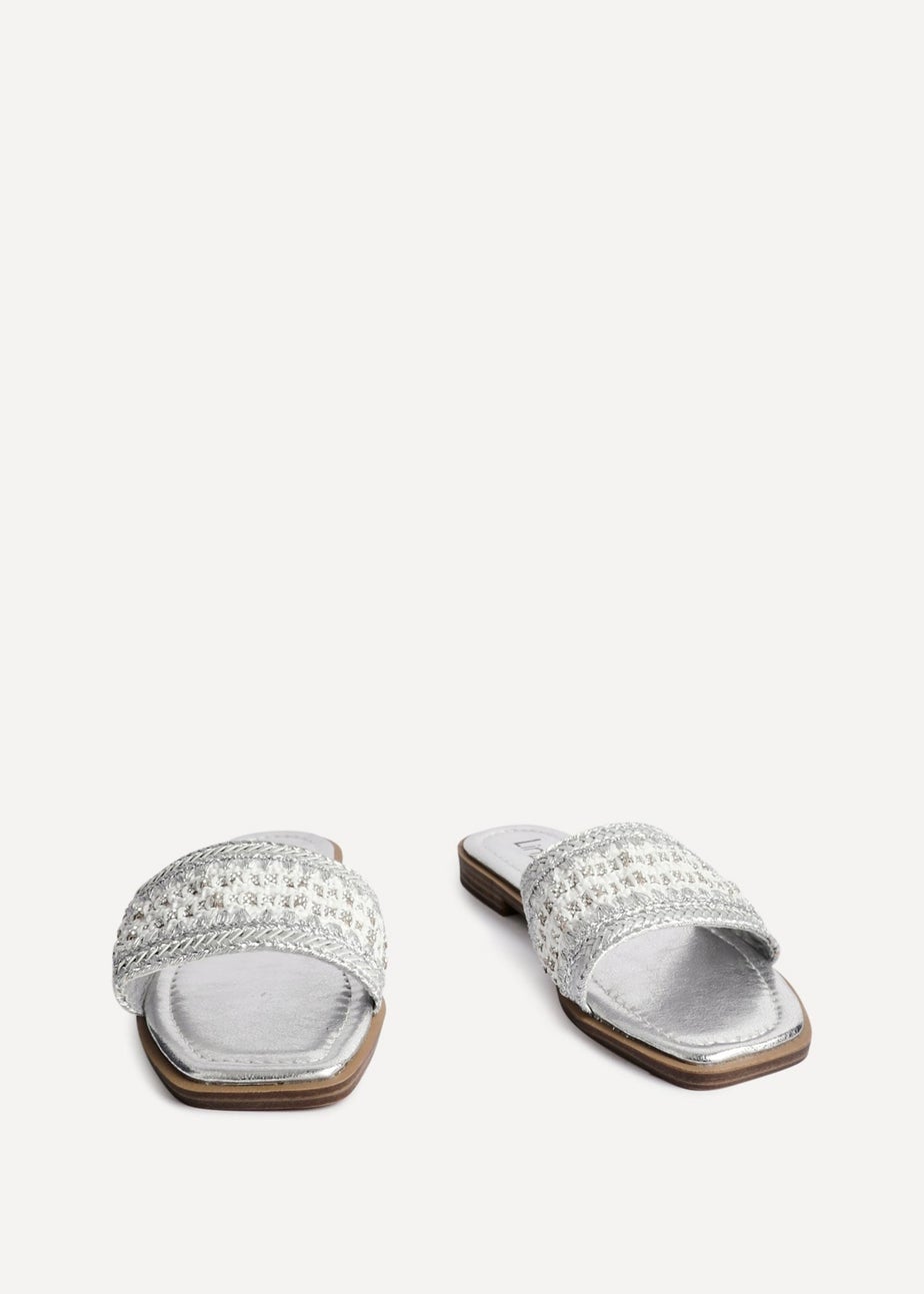 Linzi Fernanda Silver Embellished Slip On Sandals