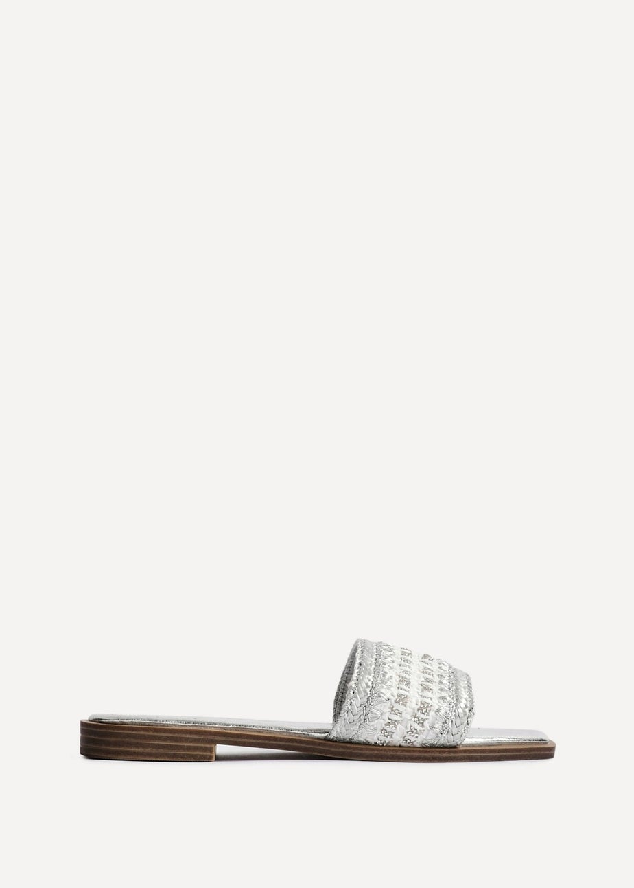 Linzi Fernanda Silver Embellished Slip On Sandals