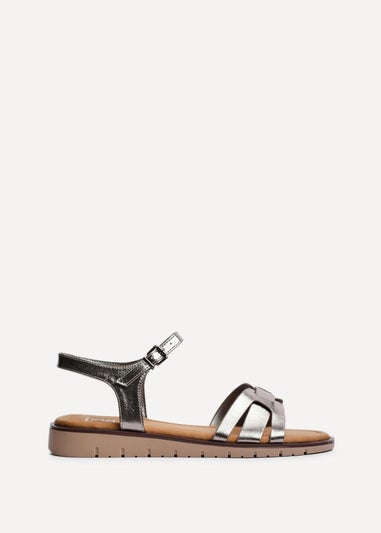 Linzi Isabel Grey Faux Leather Two Part Sandal