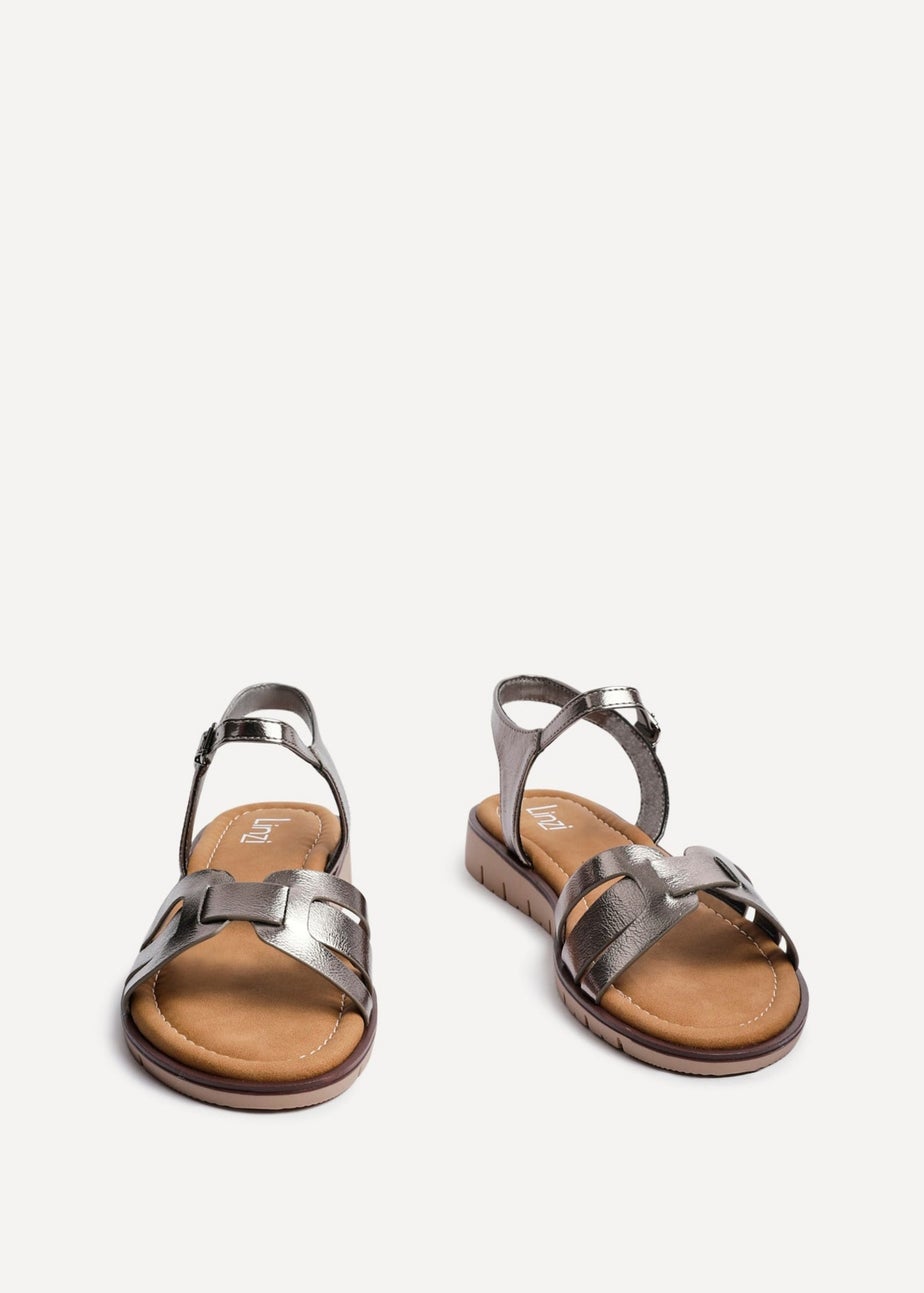 Linzi Isabel Grey Faux Leather Two Part Sandal