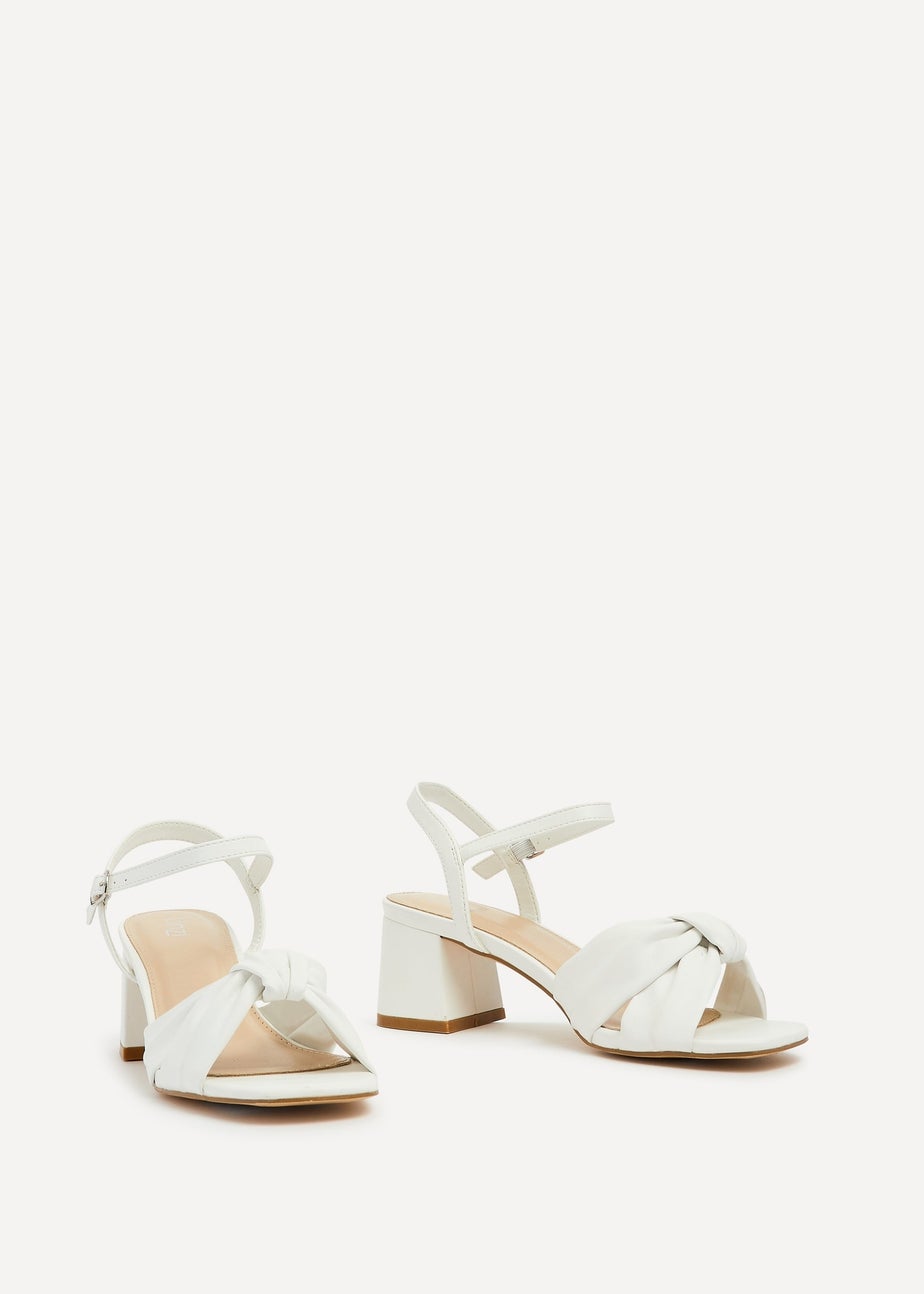 Linzi Charlotte White Faux Leather Block Heeled Sandal
