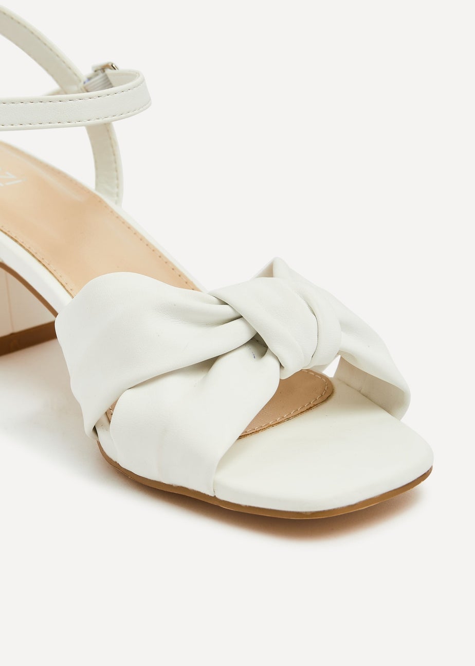 Linzi Charlotte White Faux Leather Block Heeled Sandal