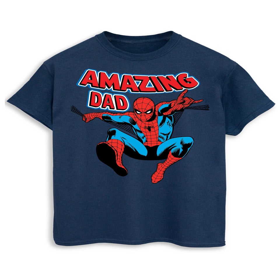 Marvel Spider Man Amazing Dad Navy T Shirt