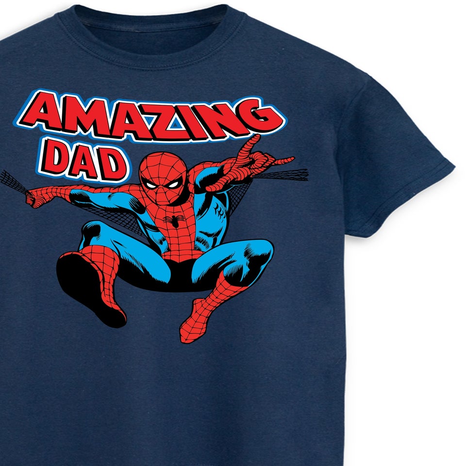 Marvel Spider Man Amazing Dad Navy T Shirt