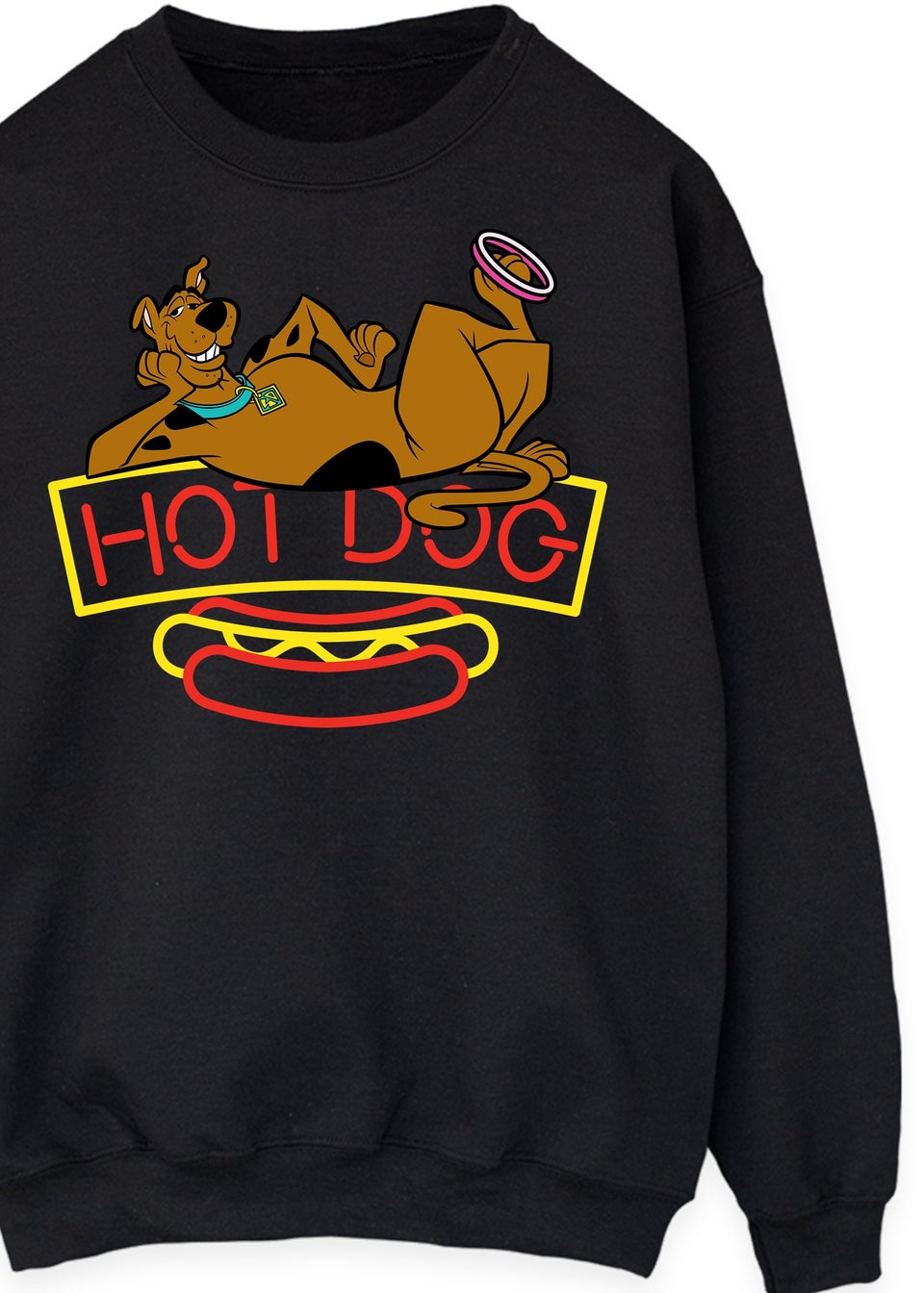 Scooby Doo Hot Dog Black Graphic Sweatshirt