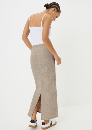 Beige Hyper Texture Midaxi Skirt