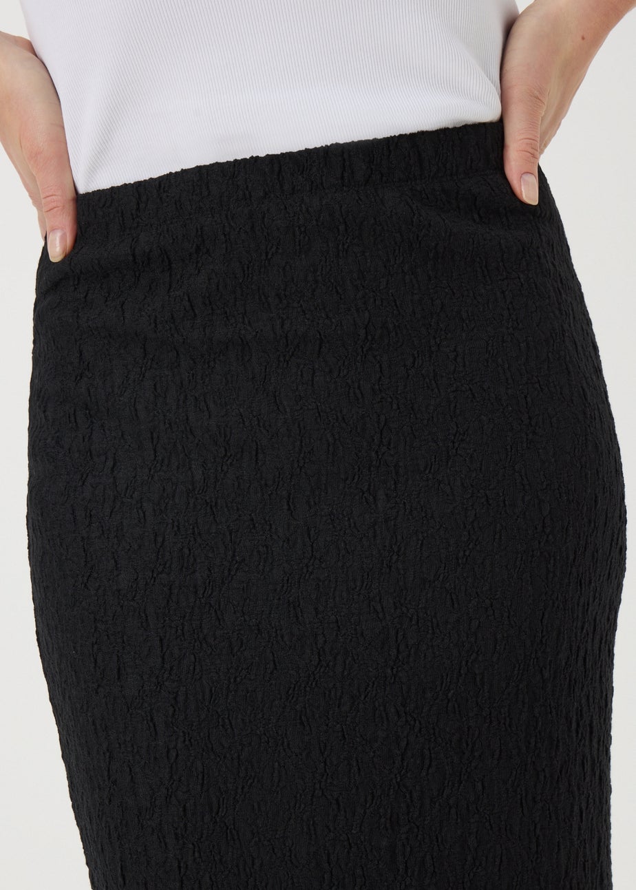 Black Hyper Texture Midaxi Skirt