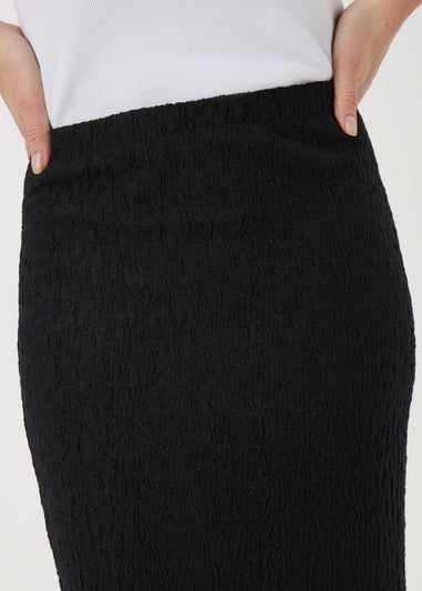 Black Hyper Texture Midaxi Skirt
