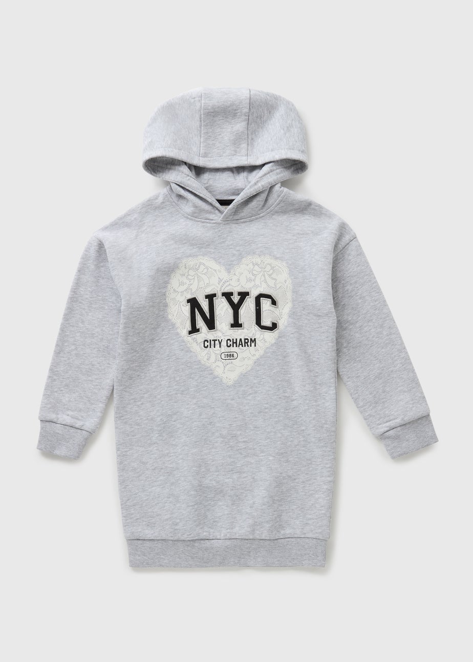Girls Grey NYC Lace Hoodie Sweater Dress (7-15yrs)
