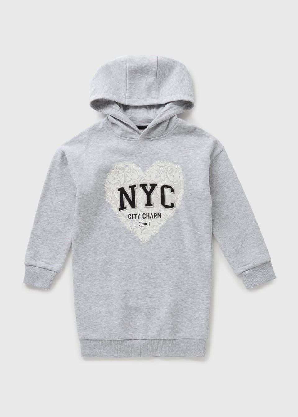 Girls Grey NYC Lace Hoodie Sweater Dress (7-15yrs)
