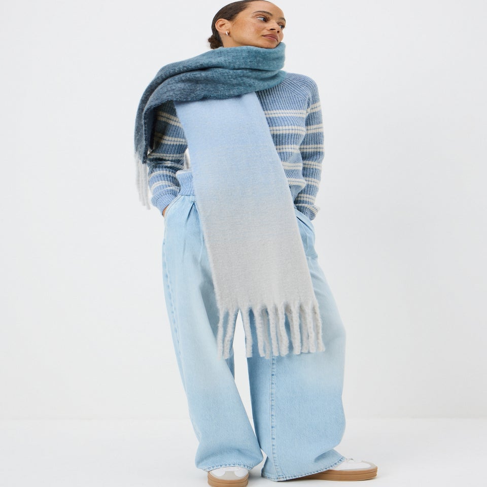 Pale Blue Stripe Ribbed Knit Jumper