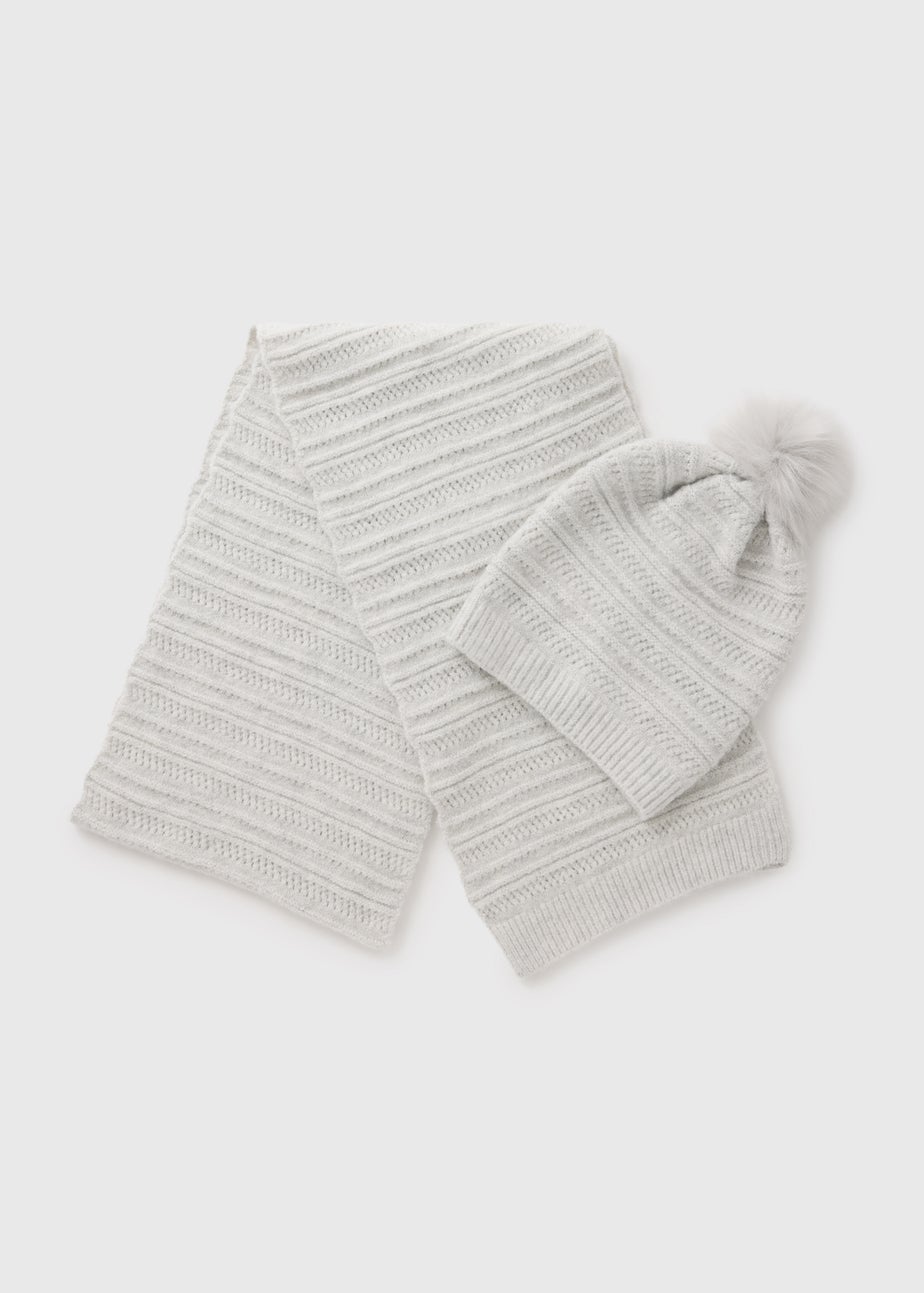 Grey Hat and Scarf Gift Set
