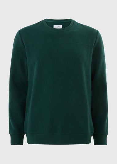 Green Quilt Textured Christmas Crew Jumper