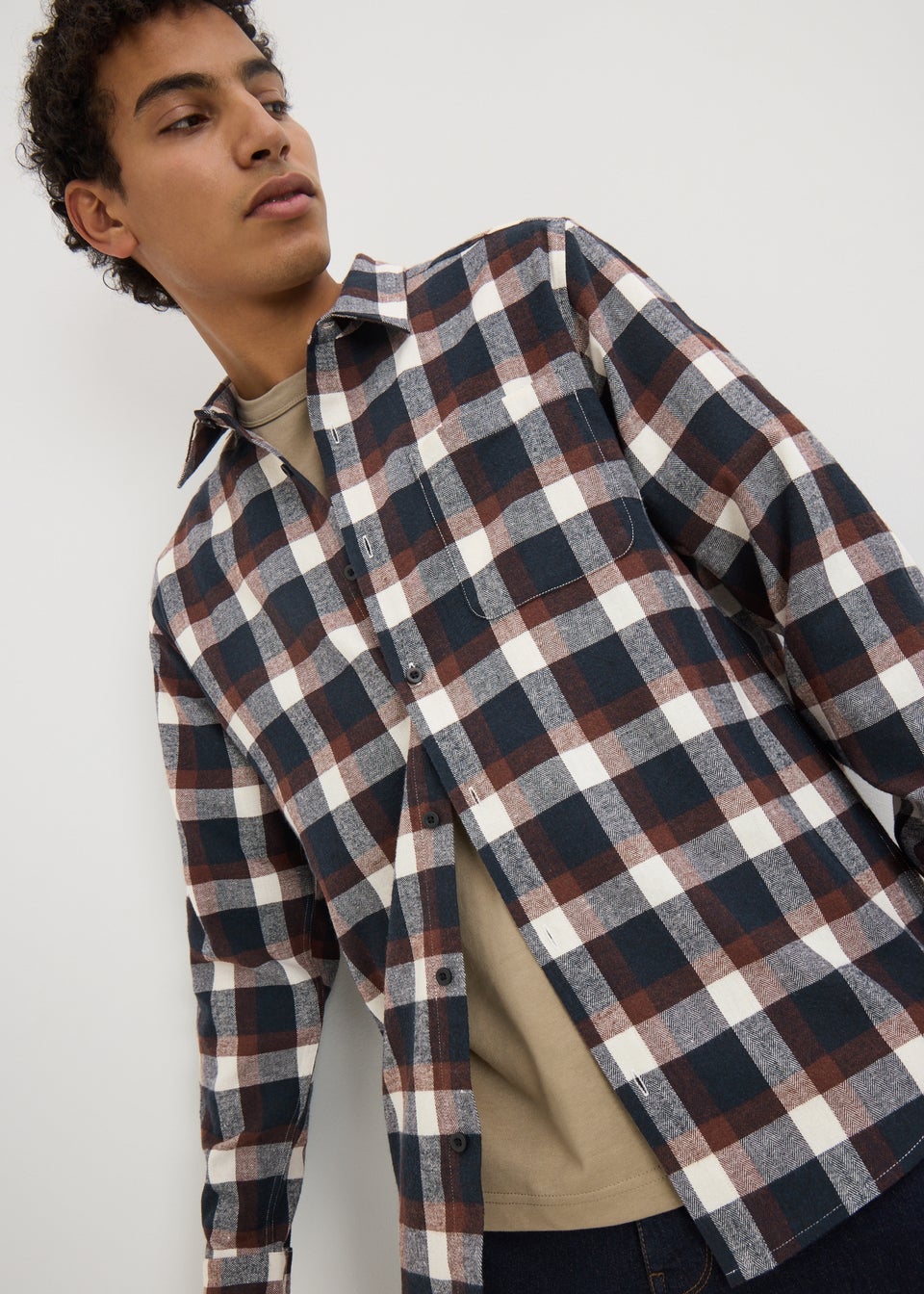 Brown Long Sleeve Check Shirt