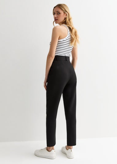 Gini London Black Belt Detail Tapered Trousers