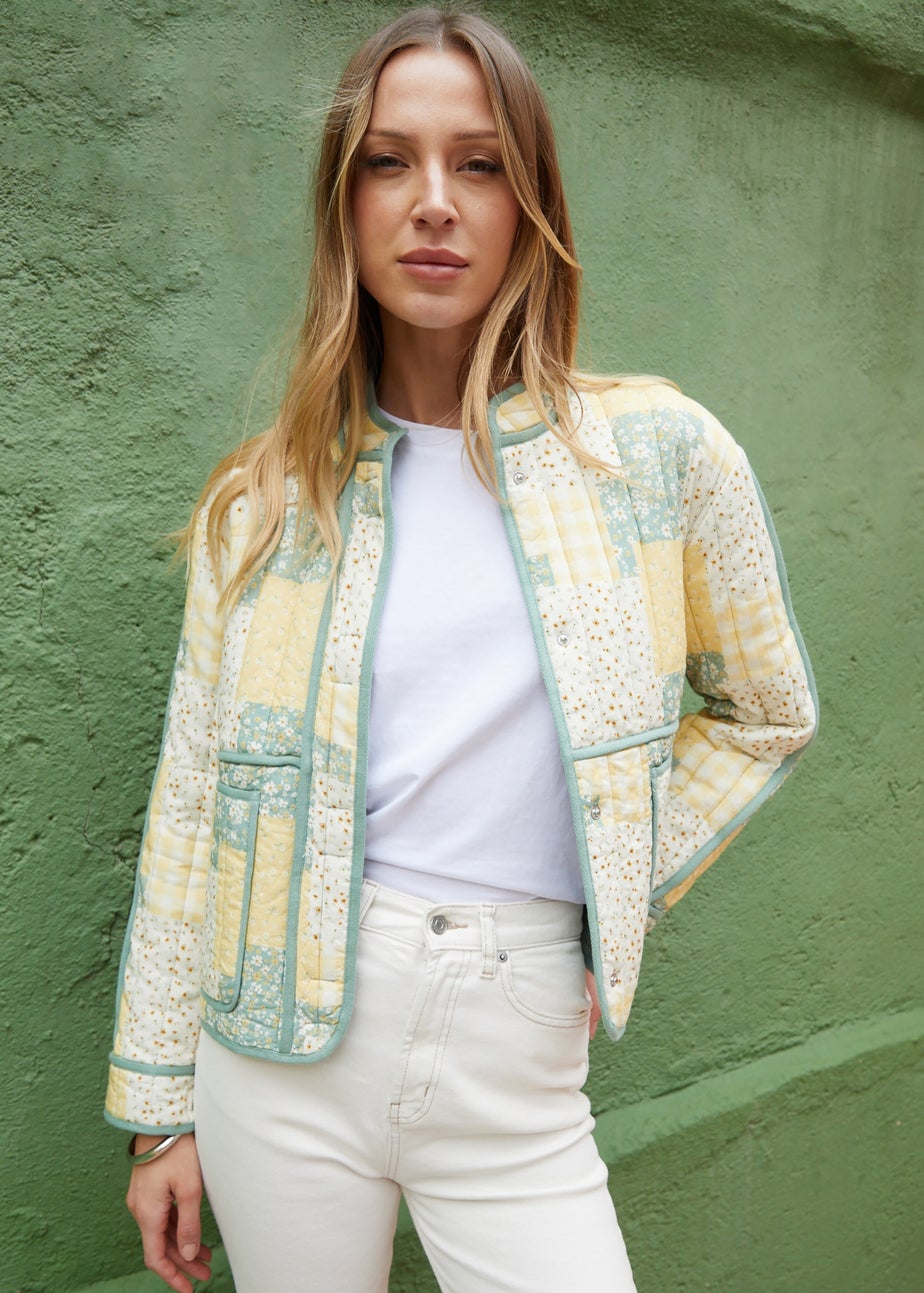 Threadbare Lemon Floral Patchwork Quilted Jacket