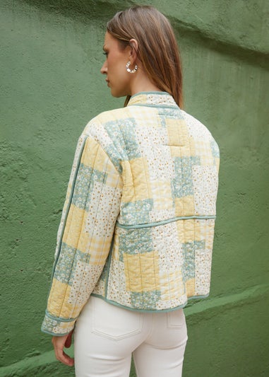 Threadbare Lemon Floral Patchwork Quilted Jacket