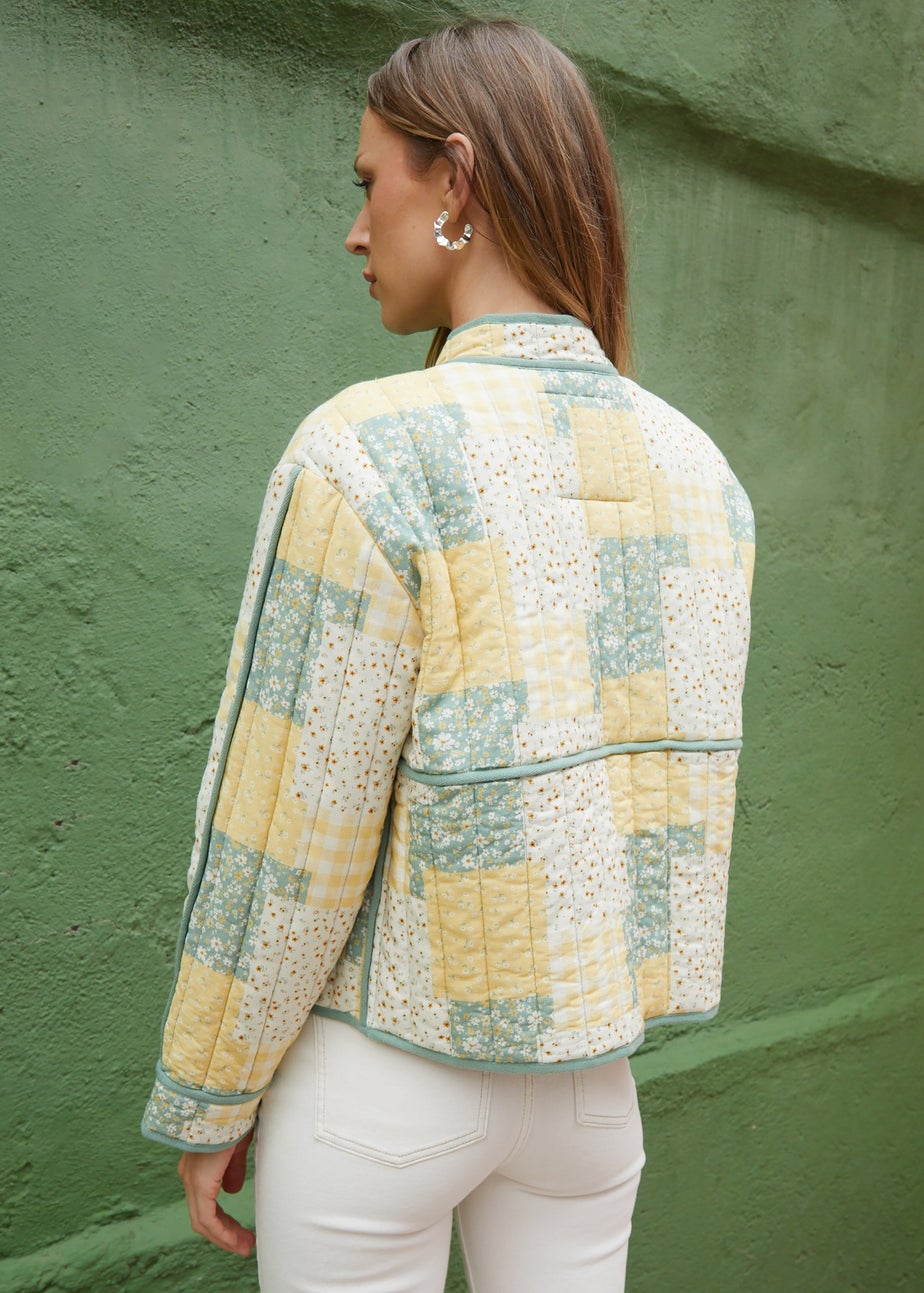 Threadbare Lemon Floral Patchwork Quilted Jacket