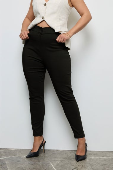 Yours Curve Black Bengaline Slim Leg Stretch Trousers