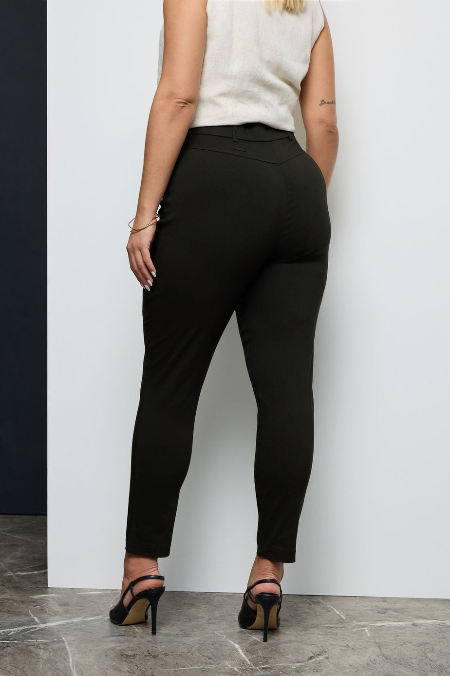 Yours Curve Black Bengaline Slim Leg Stretch Trousers