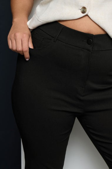 Yours Curve Black Bengaline Slim Leg Stretch Trousers