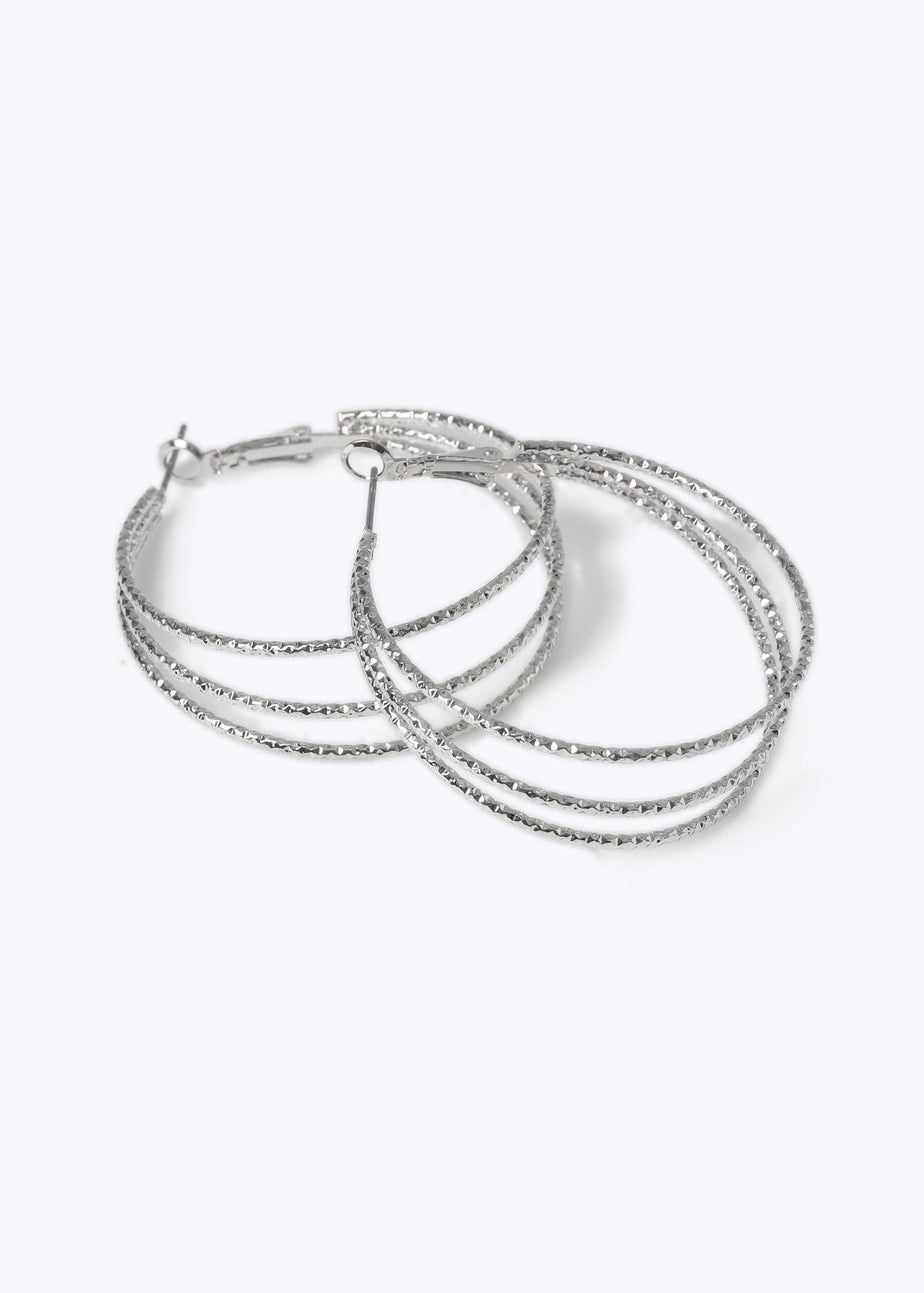 Muse Silver 4 Row Hoop Earrings