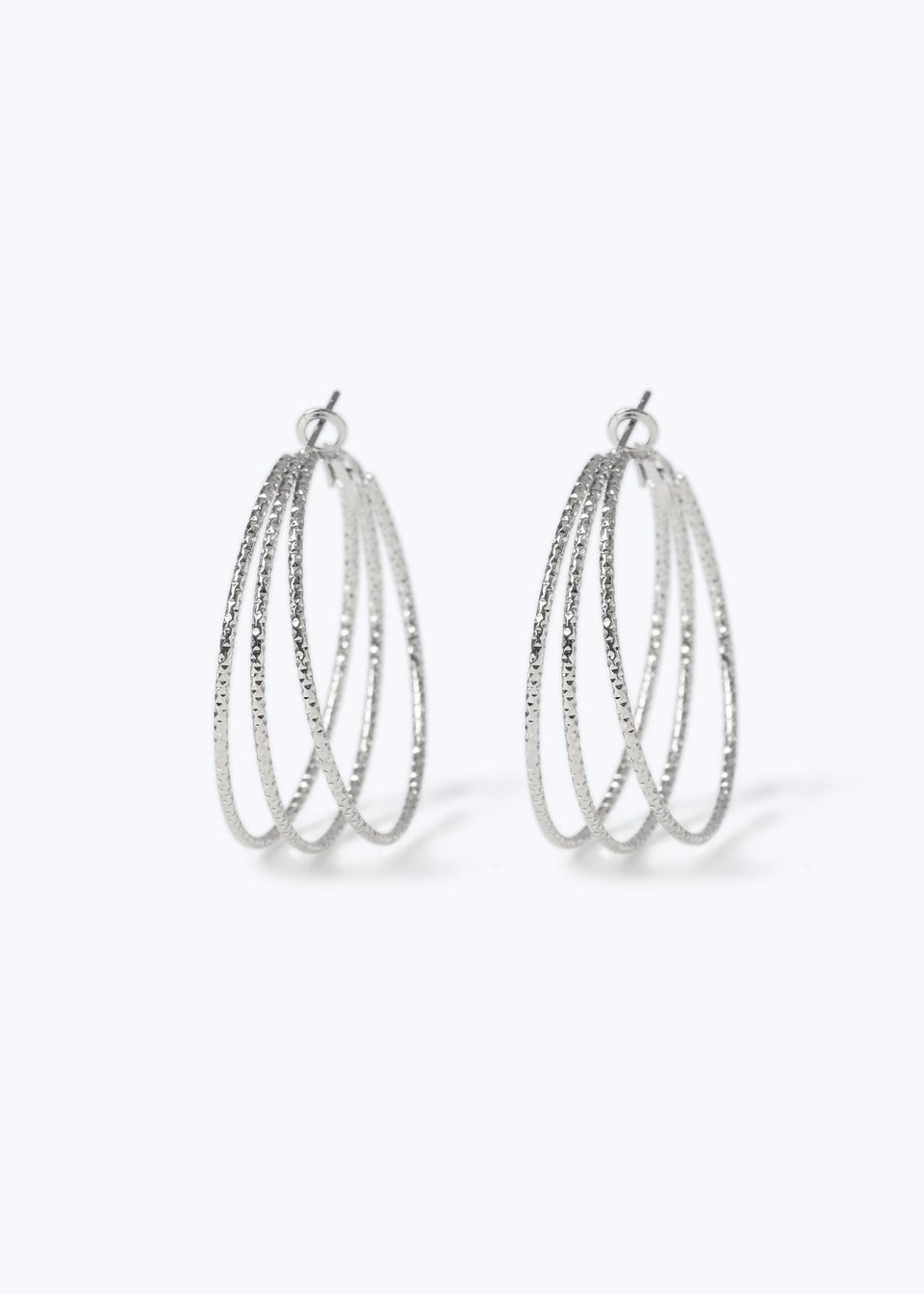 Muse Silver 4 Row Hoop Earrings
