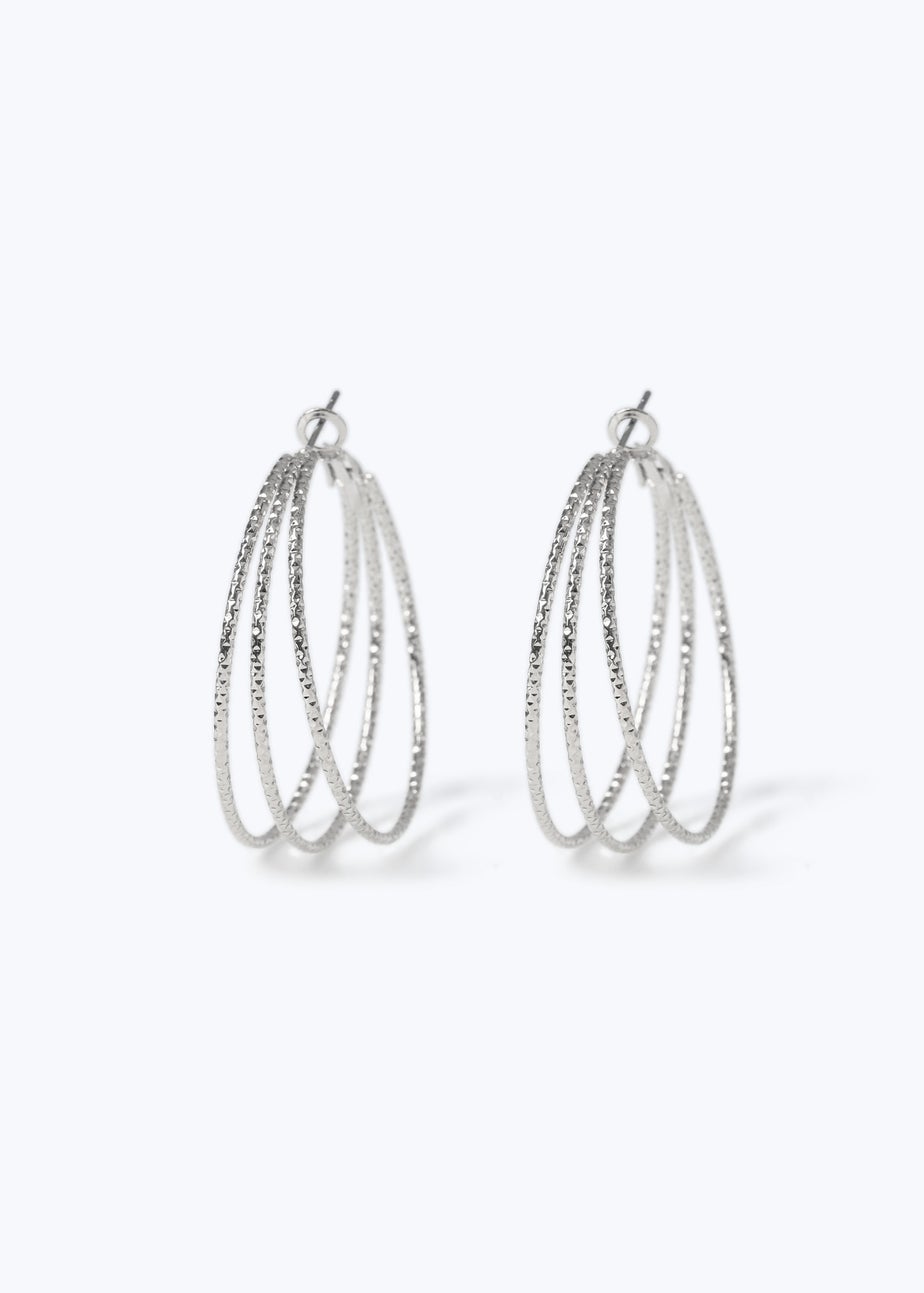 Muse Silver 4 Row Hoop Earrings