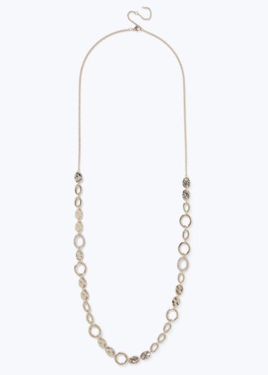 Muse Gold Textured Circle Long Rope Necklace
