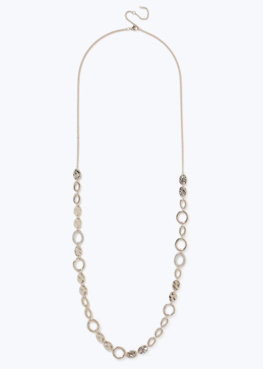 Muse Gold Textured Circle Long Rope Necklace