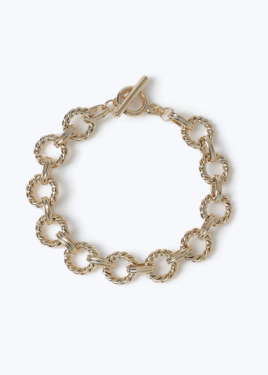 Muse Gold T Bar Circle Link Bracelet