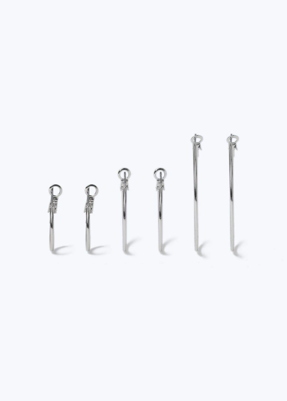 Muse 3 Pack Silver Thin Hoop Earrings