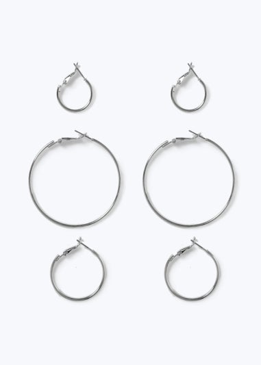 Muse 3 Pack Silver Thin Hoop Earrings