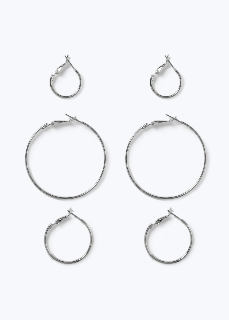 Muse 3 Pack Silver Thin Hoop Earrings