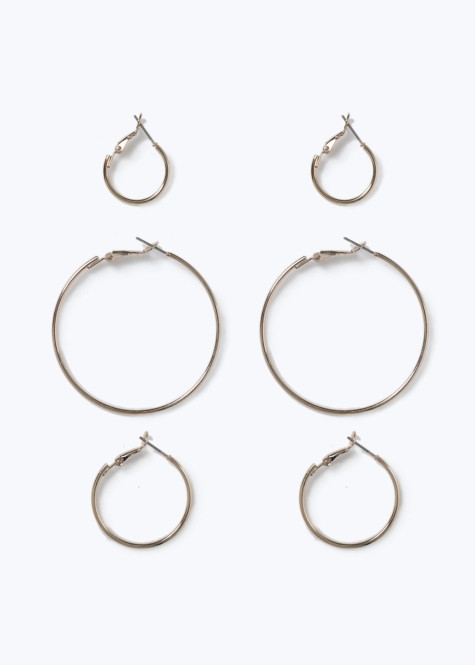 Muse 3 Pack Gold Thin Hoop Earrings