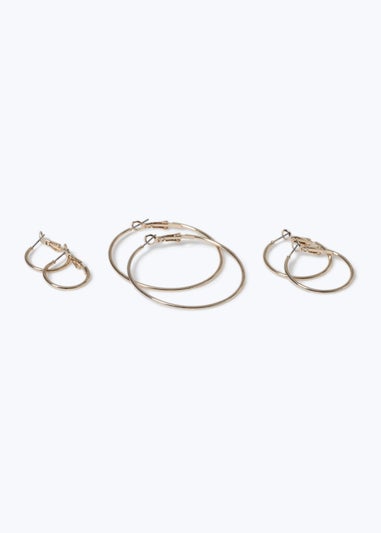 Muse 3 Pack Gold Thin Hoop Earrings