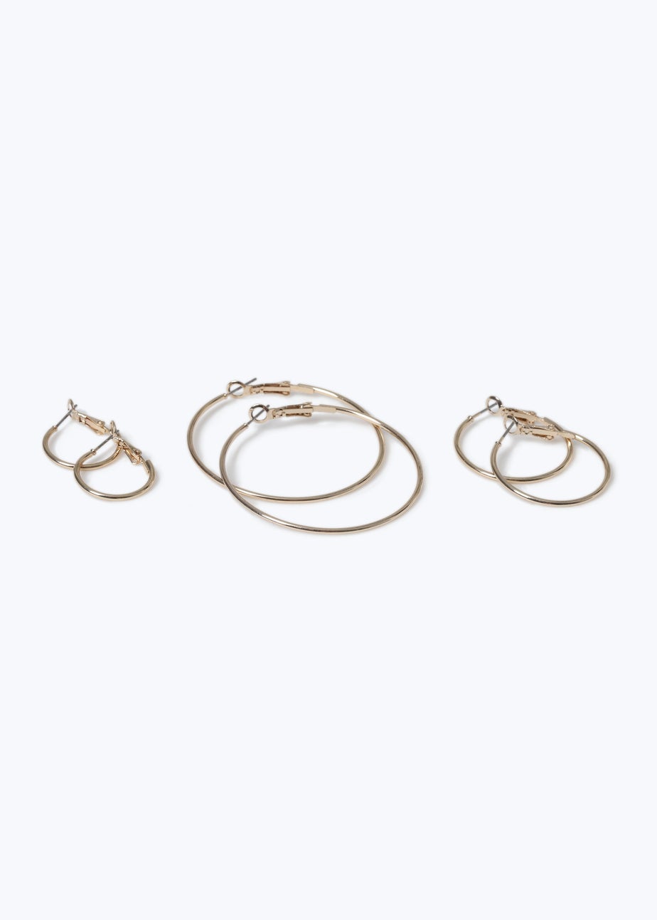 Muse 3 Pack Gold Thin Hoop Earrings