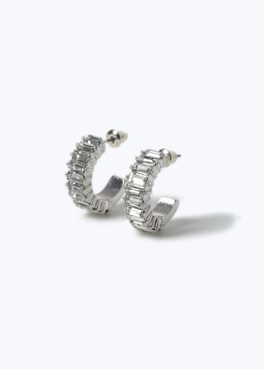 Muse Silver Baguette Hoop Earrings