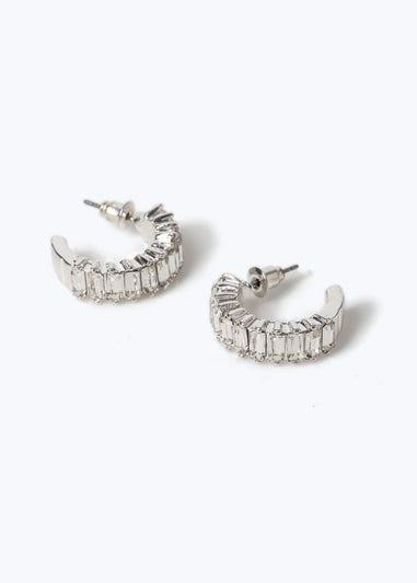 Muse Silver Baguette Hoop Earrings