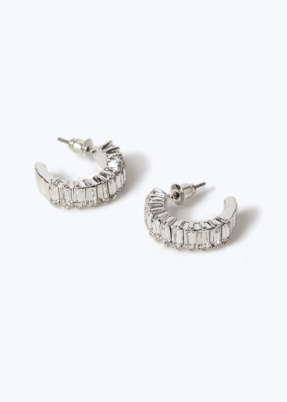 Muse Silver Baguette Hoop Earrings