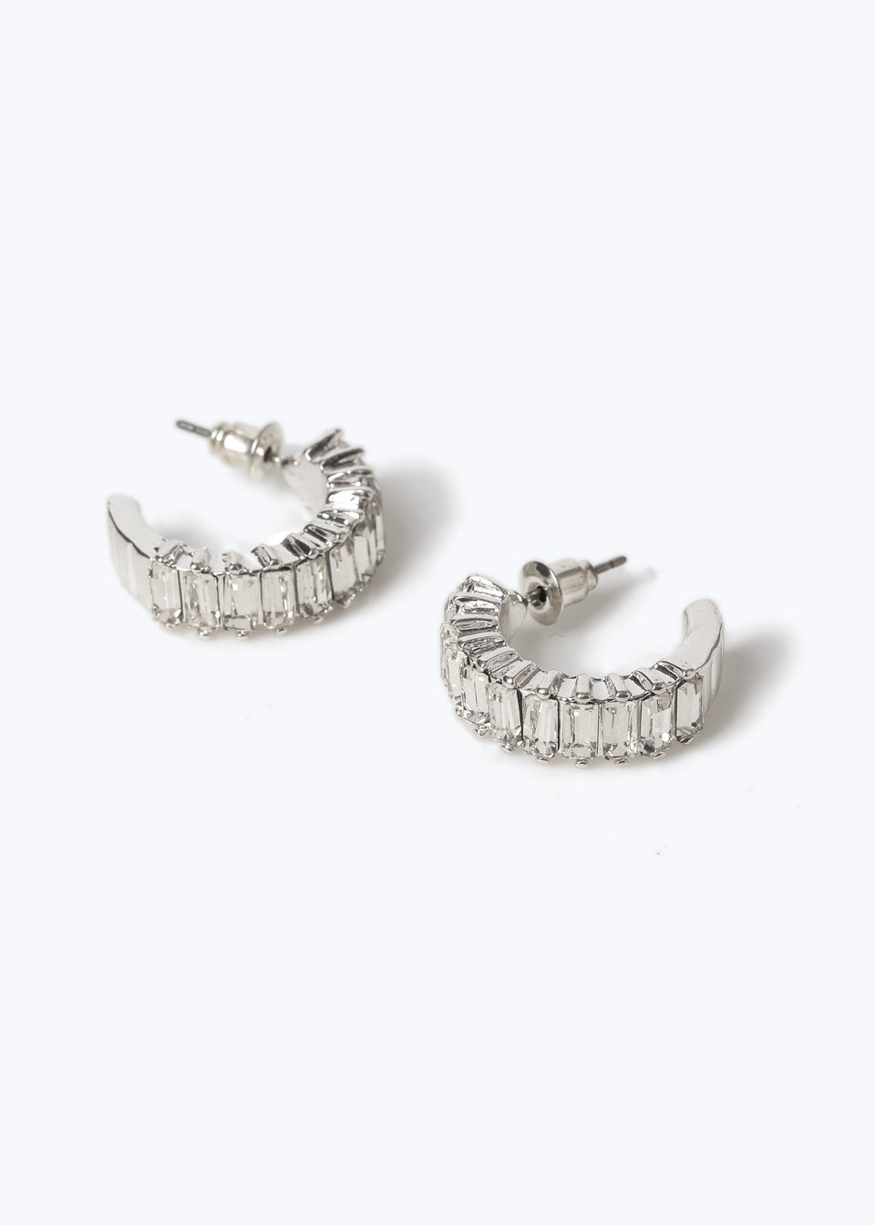 Muse Silver Baguette Hoop Earrings
