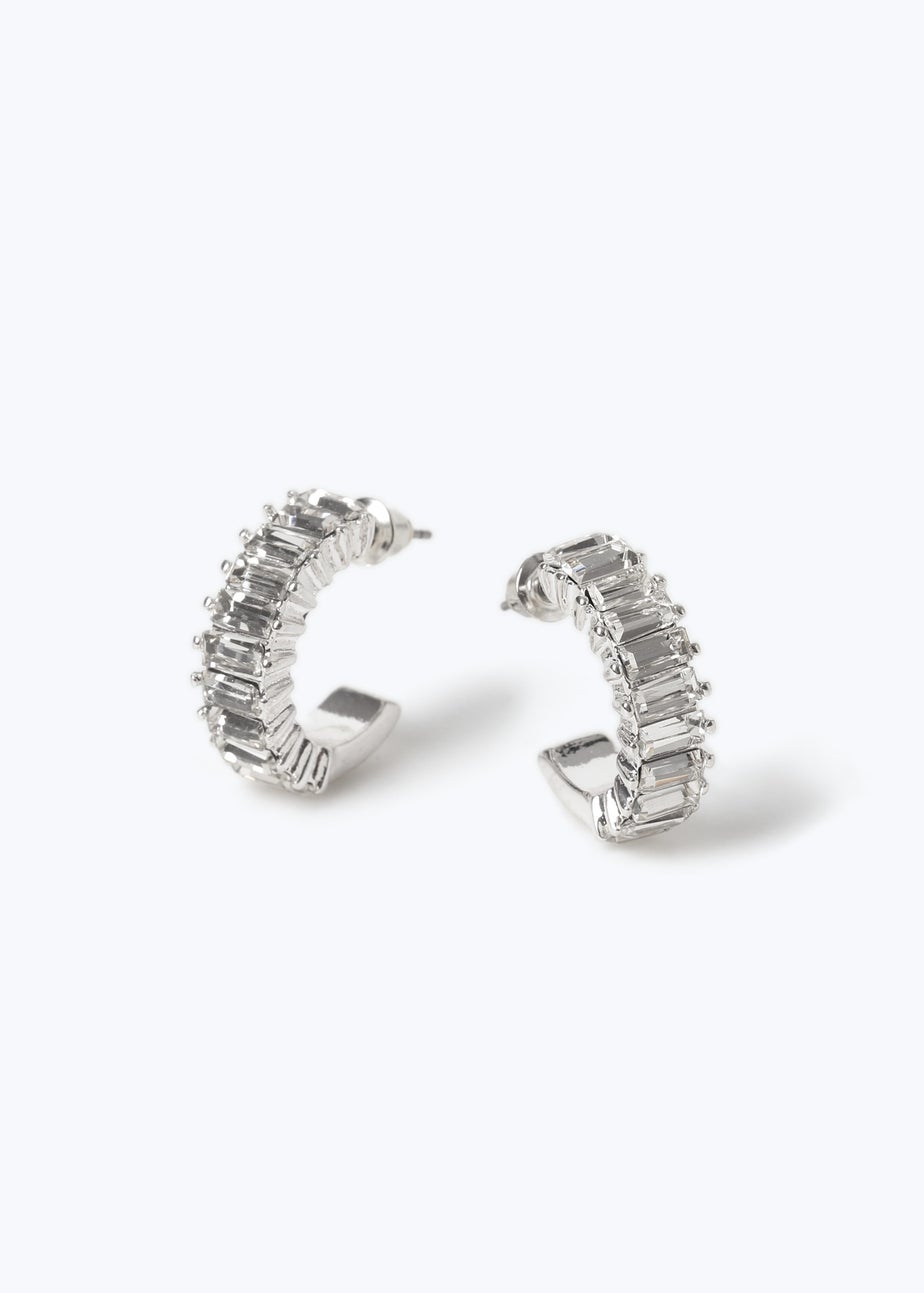 Muse Silver Baguette Hoop Earrings